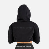 Crop top à capuche avec logo noir