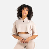 Crop top col montant kaki
