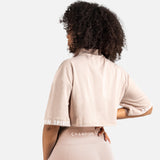 Crop top col montant kaki