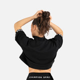 Crop top col montant noir