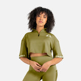 Crop top col montant olive