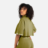 Crop top col montant olive