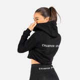 Crop top à capuche avec logo blanc