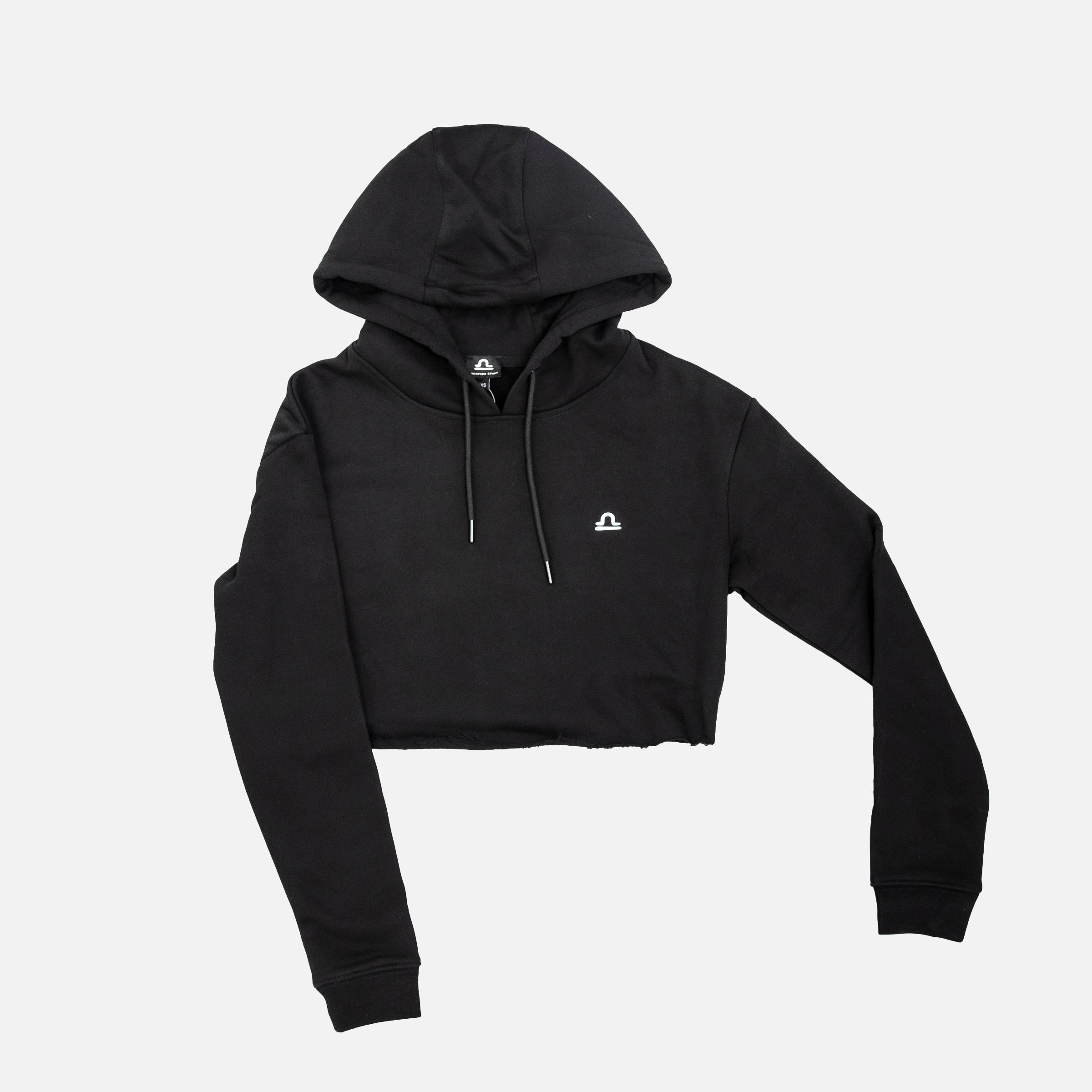 Crop top à capuche avec logo blanc