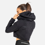 Crop top à capuche avec logo noir