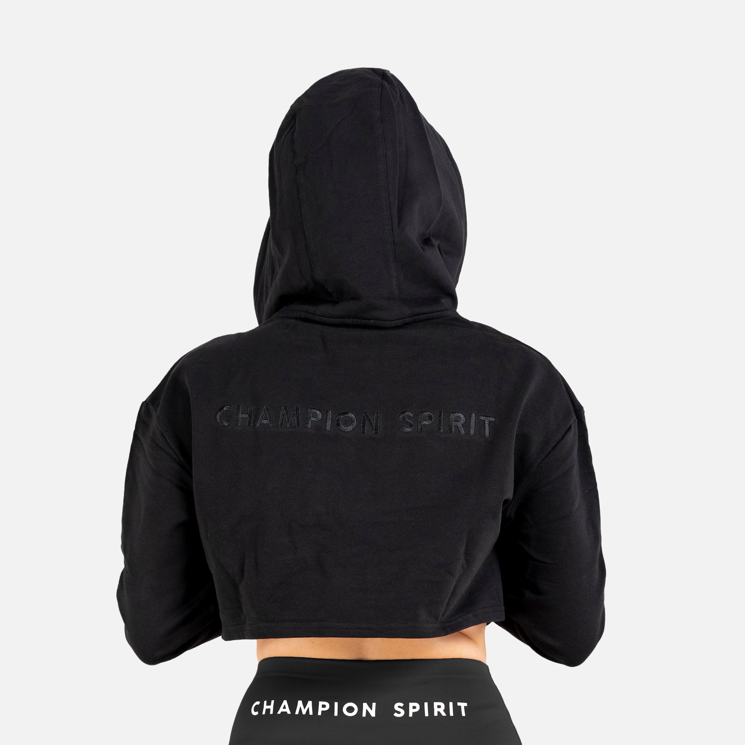 Crop top à capuche avec logo noir