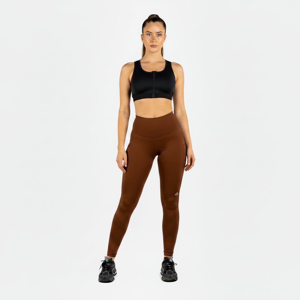 Legging avec poches en maille coffee