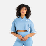 Acid blue high neck crop top