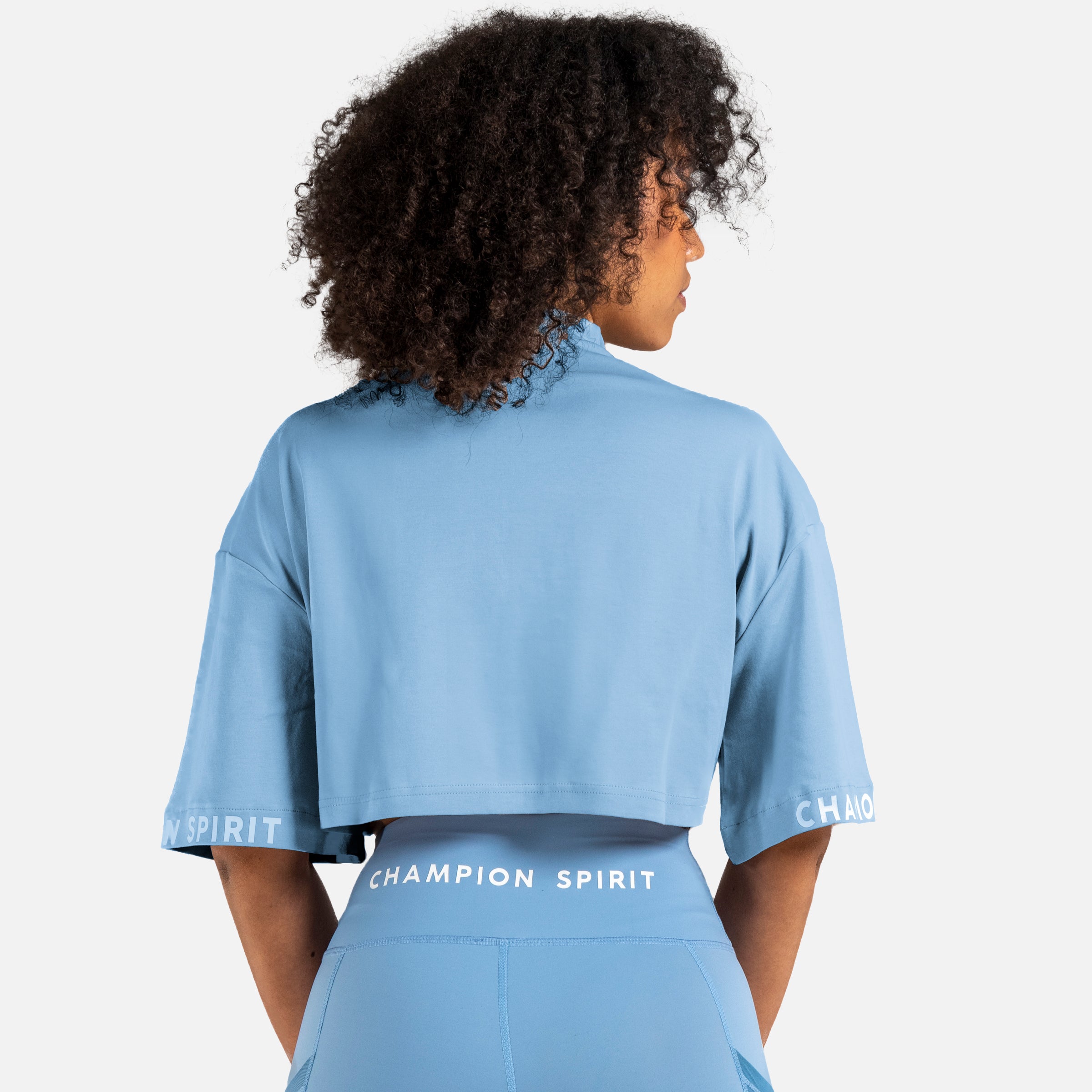 Crop top col montant acid blue