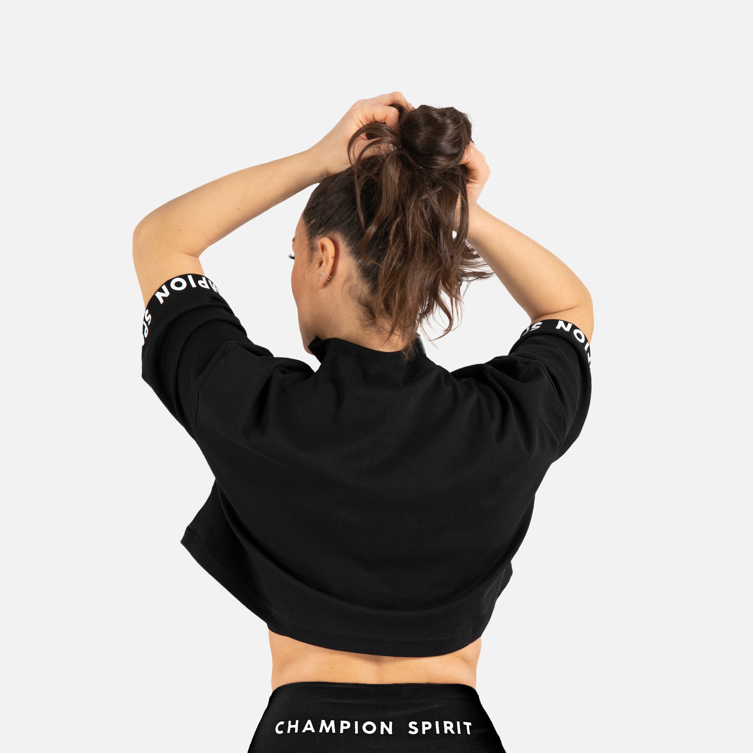 Crop top col montant noir
