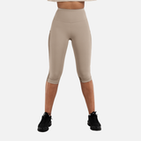 Khaki mesh cropped pants with pockets