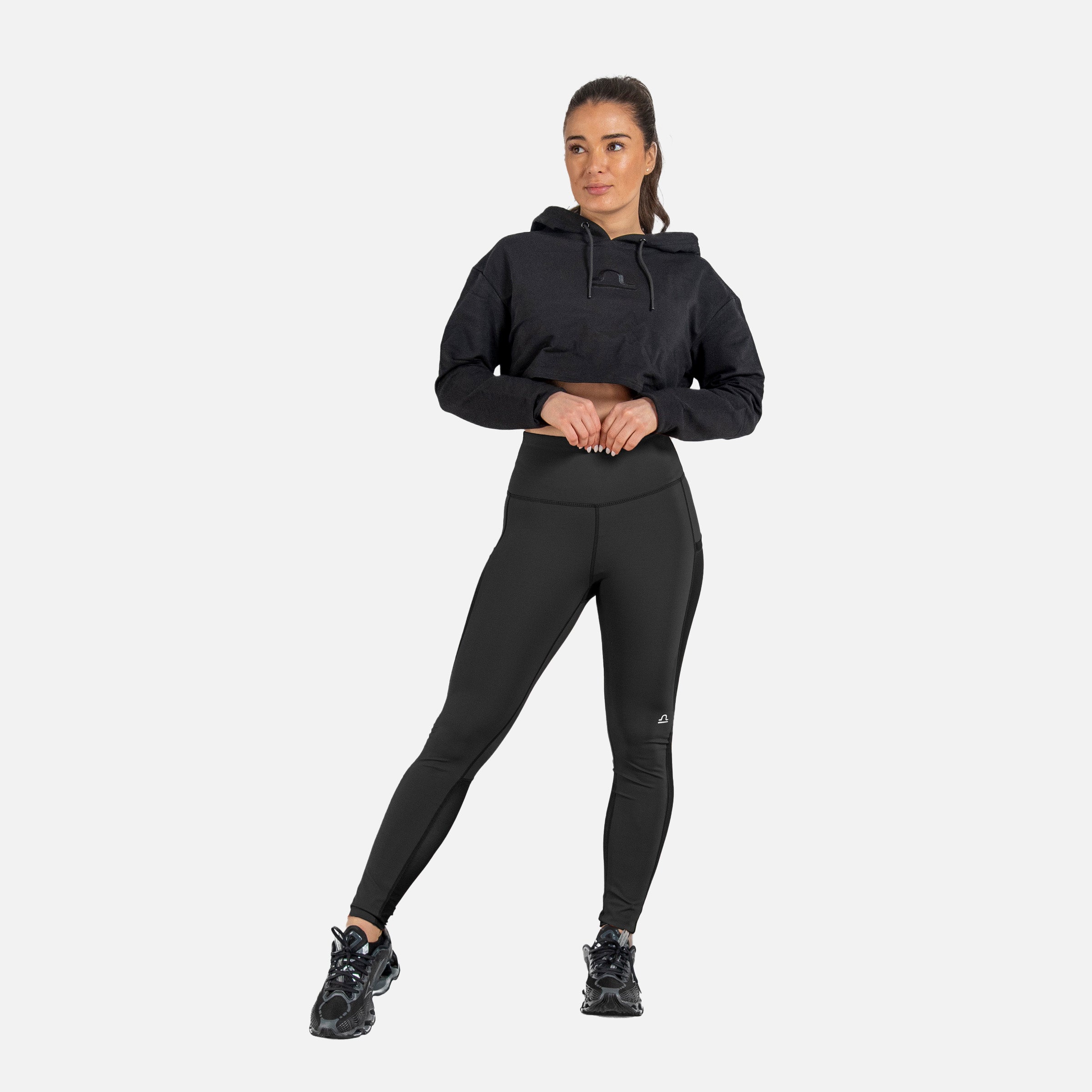 Crop top à capuche avec logo noir